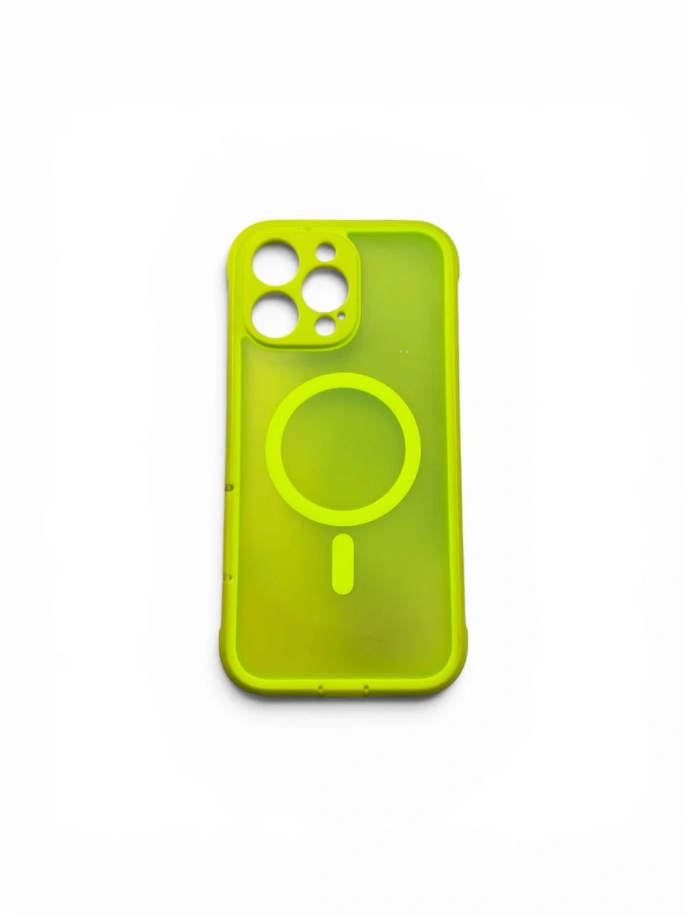 Neon Lime MagSafe-Compatible Clear iPhone Case
